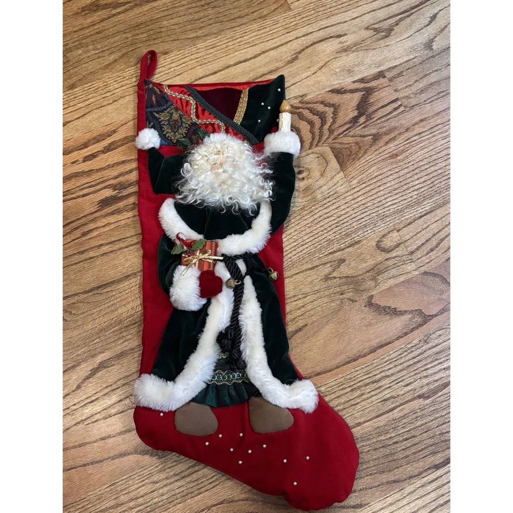Vintage House of Hatten Santa Christmas‎ Stocking Plush Figure Red Back 25"